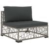 vidaXL Patio Lounge Set 6 Piece Grey PE Rattan Large Removable Covers