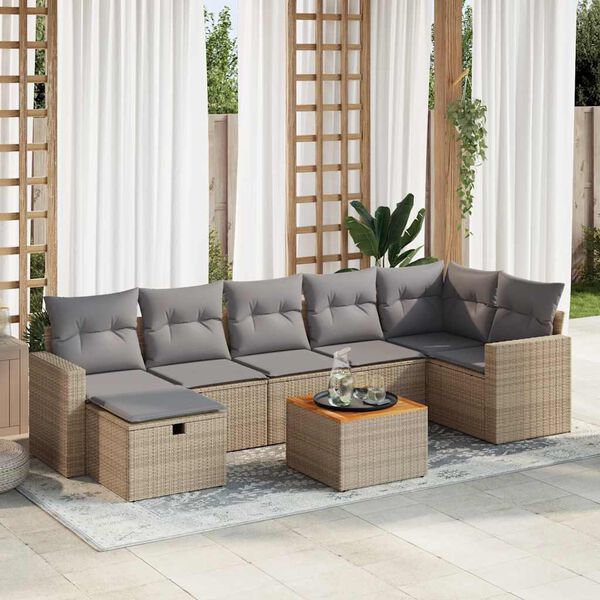 vidaXL Garden Sofa Set Beige, Light Grey