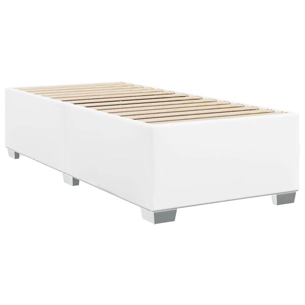 vidaXL Bed Frame White Faux leather, plywood, engineered wood Twin