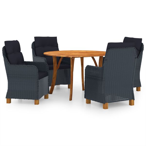 vidaXL 5 Piece Patio Dining Set Dark Gray