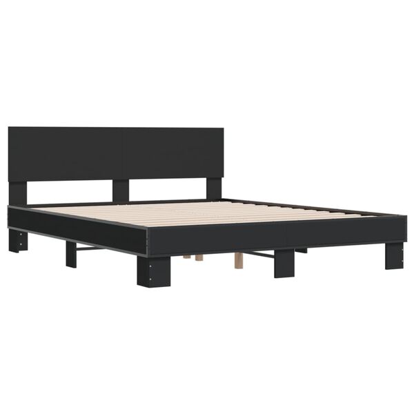 vidaXL Bed Frame Black Engineered wood and metal 63x79 in Durable