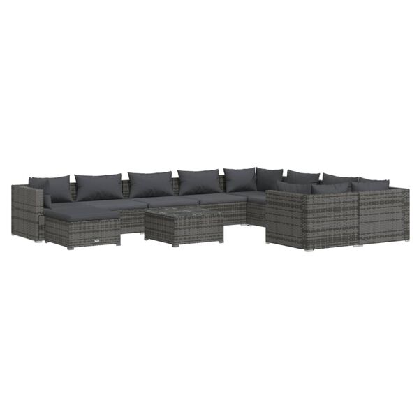 vidaXL Garden Lounge Set Poly rattan: Grey, Cushion: Anthracite