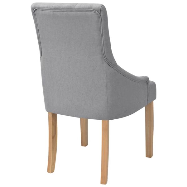 vidaXL Dining Chair Set of 6 Light Grey Polyester fabric, Oak wood