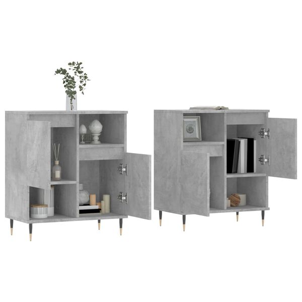 vidaXL Sideboard Set of 2 Concrete grey Engineered wood, metal