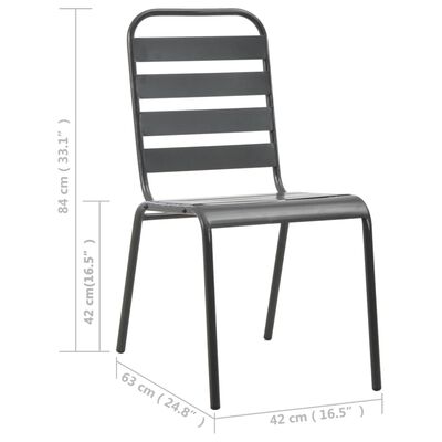 vidaXL Patio Chairs 4 pcs Slatted Design Steel Dark Gray