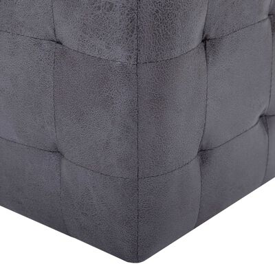 vidaXL Pouffe 2 pcs Gray 11.8"x11.8"x11.8" Faux Suede Leather