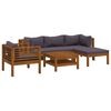 vidaXL Wooden Lounge Set Dark Grey Solid Acacia wood, 100% Polyester