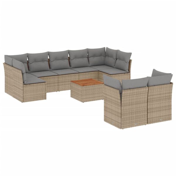 vidaXL Garden Sofa Set Beige, Brown, Light Grey