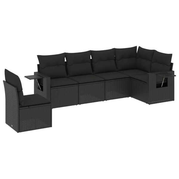 vidaXL Garden Sofa Set Black PE rattan 6 Piece Modular Garden Sofa Set