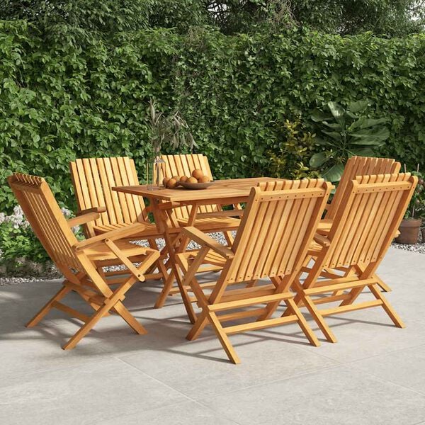 vidaXL Folding Garden Chair Set of 6 Teak Solid teak wood Medium