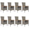 vidaXL Garden Dining Set Grey PE rattan 9 Piece Modular