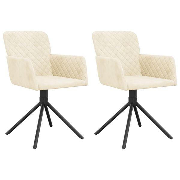 vidaXL Swivel Dining Chair Set of 2 Cream Velvet Swivel