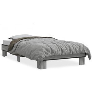 vidaXL Bed Frame Gray Sonoma Engineered Wood Small Single Durable