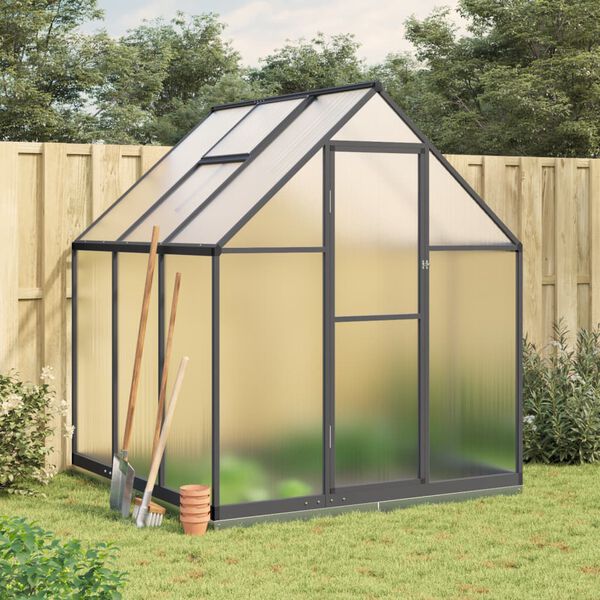 vidaXL Greenhouse Anthracite Aluminum, Polycarbonate, Galvanized Steel