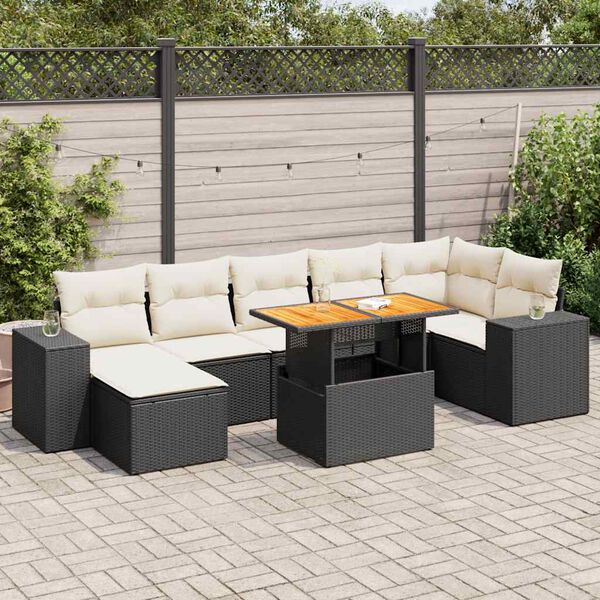 vidaXL Garden Sofa Set Black and cream white