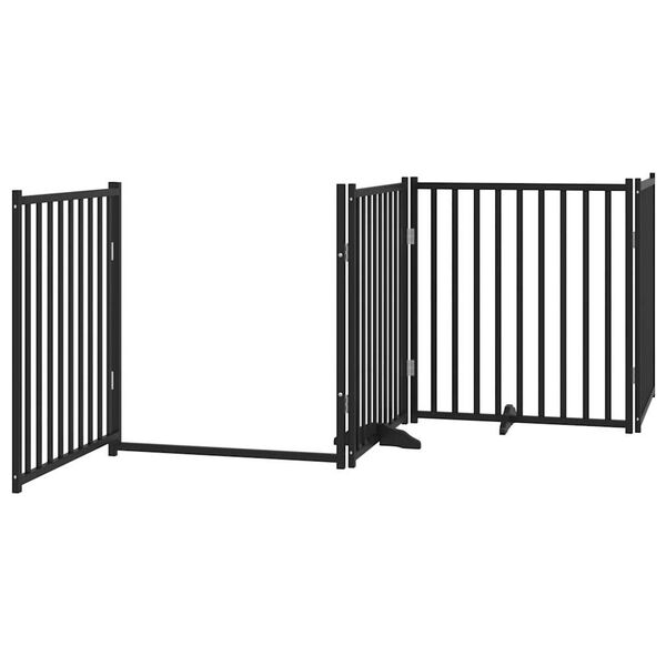 vidaXL Dog Gate Set of 4 Black Solid fir wood 10.6 ft total Foldable