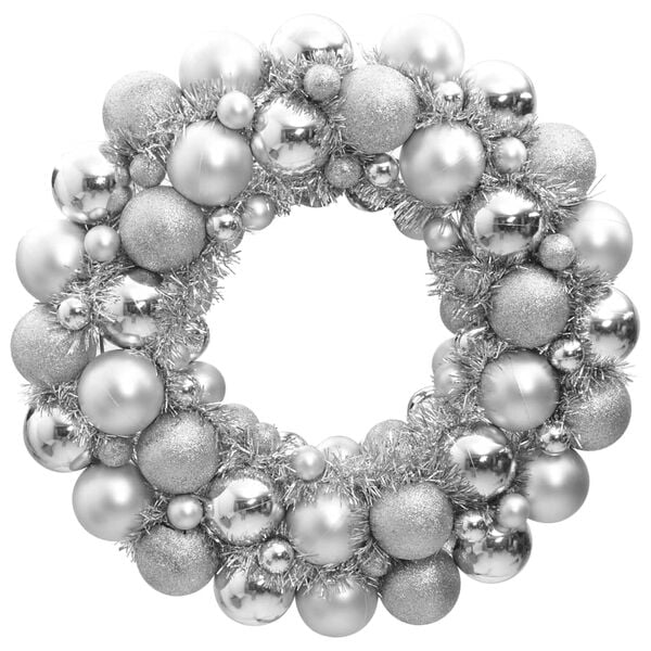 vidaXL Christmas Wreath Silver Polystyrene Medium Decorative Inlays