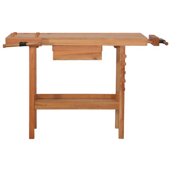 vidaXL Carpentry Work Bench with Drawer 2 Vises Hardwood
