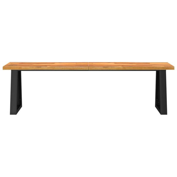 vidaXL Bench Natural wood and black Solid acacia wood, powder-coated steel