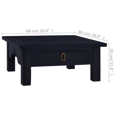 vidaXL Coffee Table Light Black Coffee 26.8"x26.8"x11.8" Solid Mahogany Wood
