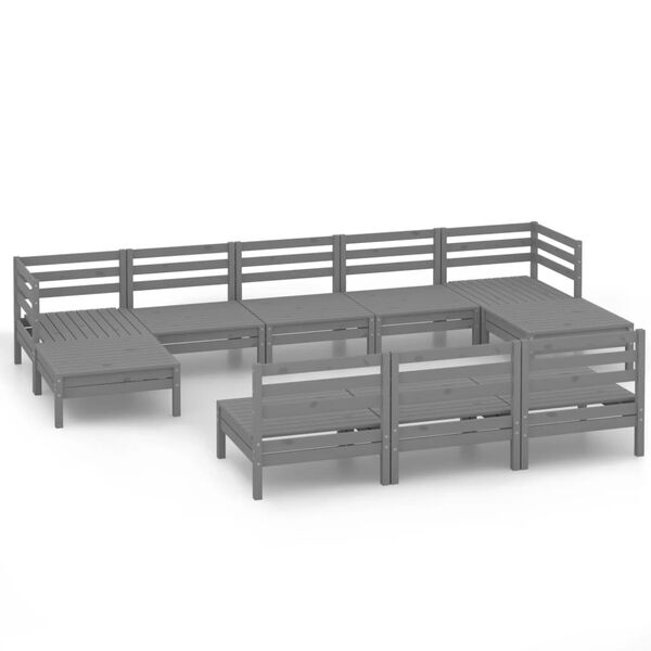 vidaXL Garden Lounge Set Grey Solid pinewood 10 Piece Set Modular