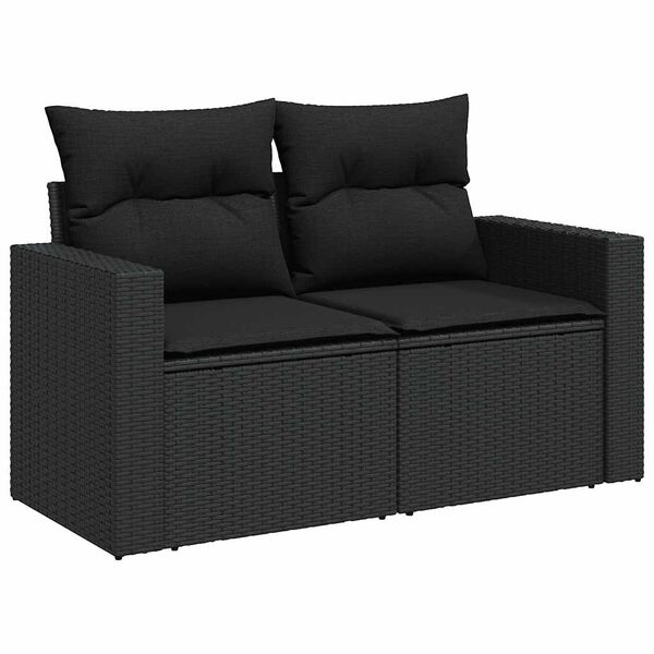 vidaXL Garden Sofa Set Black PE rattan 6 Piece Set Modular
