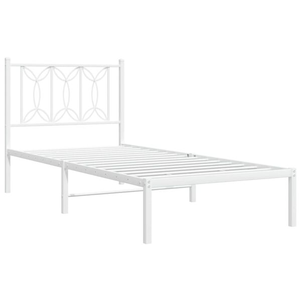 vidaXL Bed Frame White Steel Small Single Bed Frame Rectangular