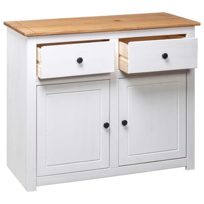 vidaXL Sideboard White 36.6"x15.7"x31.5" Solid Pinewood Panama Range