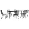 vidaXL Garden Dining Set Black Poly Rattan, Steel, Tempered Glass Durable