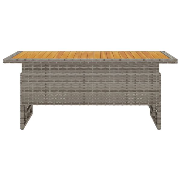 vidaXL Garden Table Grey Solid Acacia wood, PE rattan, Powder-Coated Steel
