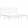 vidaXL Bed Frame White Powder-Coated Steel Double Bed Frame