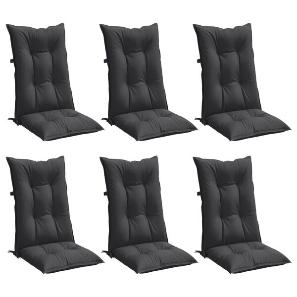 vidaXL Highback Chair Cushion Set of 6 Melange Anthracite