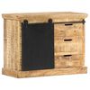vidaXL Sideboard Natural Wood, Black Solid mango wood, Powder-coated iron