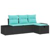 vidaXL Garden Sofa Set with Cushion with Storage 4 pcs Poly Rattan