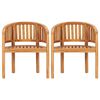 vidaXL Garden Chair Set of 2 Natural Teak Teak Wood Standard