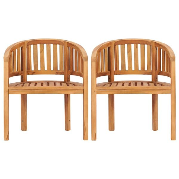 vidaXL Garden Chair Set of 2 Natural Teak Teak Wood Standard