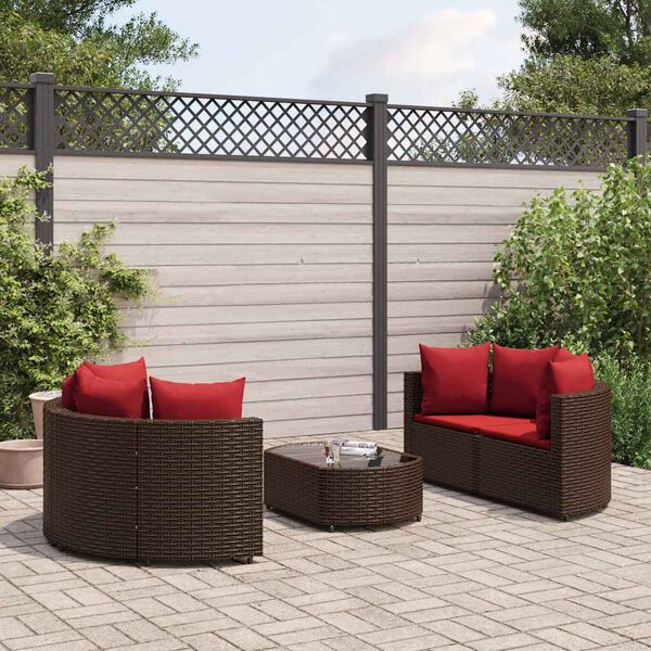 vidaXL Patio Sofa Set Set of 5 Brown