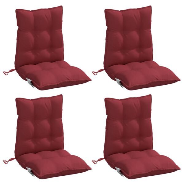 vidaXL Lowback Chair Cushion Set of 4 Wine red