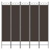 vidaXL 5-Panel Room Divider Brown 78.7"x78.7" Fabric