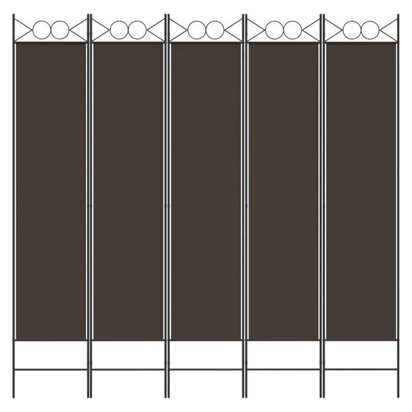 vidaXL 5-Panel Room Divider Brown 78.7"x78.7" Fabric