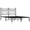vidaXL Bed Frame Black Steel 55x79 in Bed Frame Rectangular