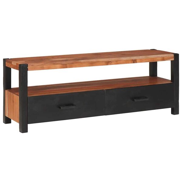 vidaXL Media Storage Cabinet with Drawer Brown solid acacia wood