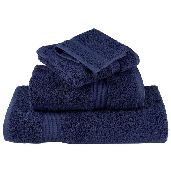 vidaXL Towel Set Navy Blue 100% ring-spun cotton