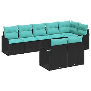 vidaXL Garden Sofa Set Black Poly Rattan