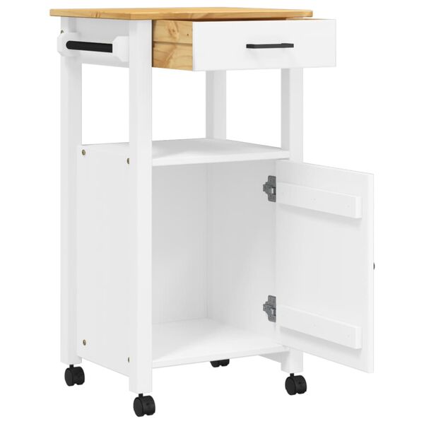 vidaXL Kitchen Trolley MONZA 18.9"x15.7"x34.8" Solid Wood Pine