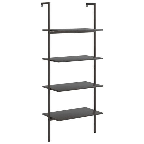 vidaXL Leaning Shelf Black Engineered Wood, Steel Medium Leaning Shelf
