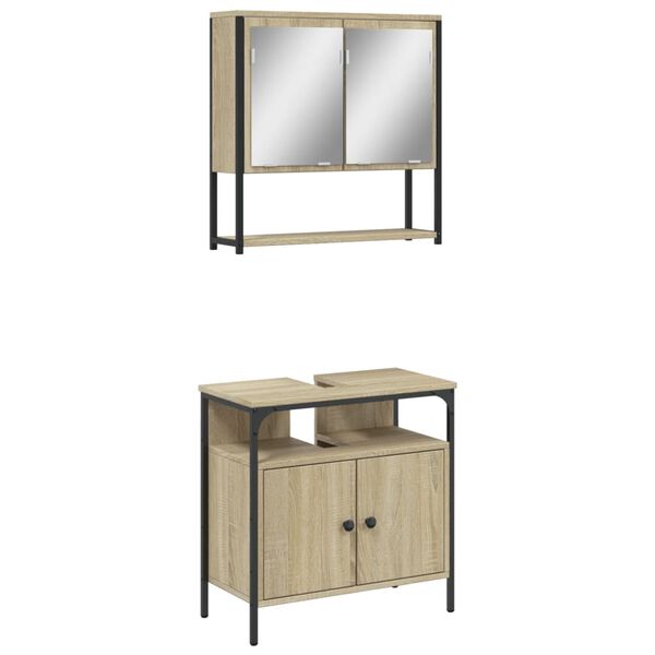 vidaXL Bathroom Furniture Set Sonoma oak Engineered wood Medium