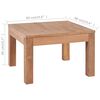 vidaXL Coffee Table Natural Teak Solid Teak Wood 23.6x23.6 in Durable