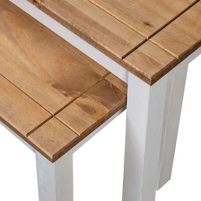 vidaXL Nesting Tables 2 pcs White Solid Pine Wood Panama Range