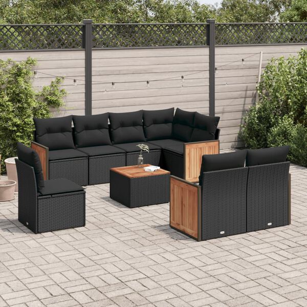 vidaXL Garden Sofa Set Black
